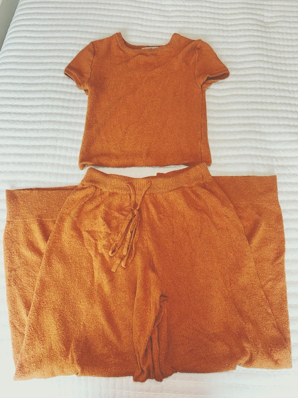 Free People Beach Cozy Women's Two-Piece Knit Set - Rust Orange Pants & Top